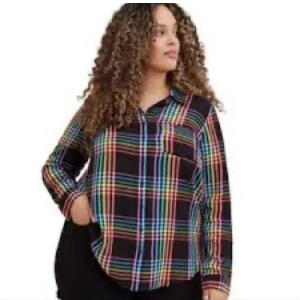 Torrid Pastel Strip Georgette Pullover‎ Blouse Size 2